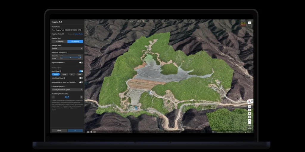 DJI FlightHub 2 Analyzer chồng ghép bản vẽ thiết kế lên mô hình 3D để phân tích