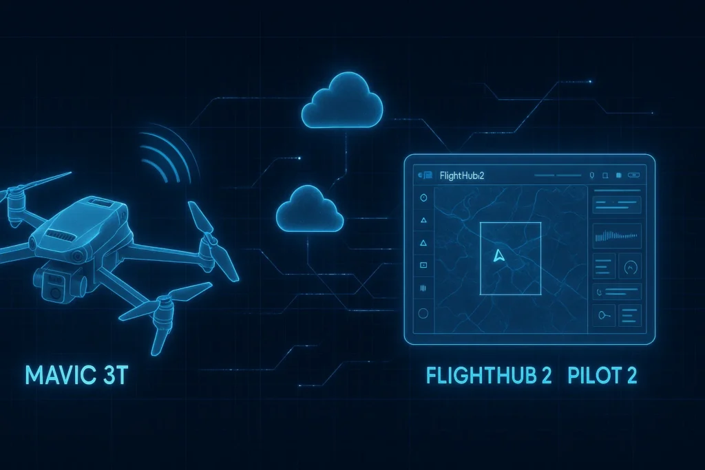 DJI Mavic 3TA tương thích đầy đủ với DJI FlightHub 2 và DJI Pilot 2 trong hệ sinh thái Enterprise