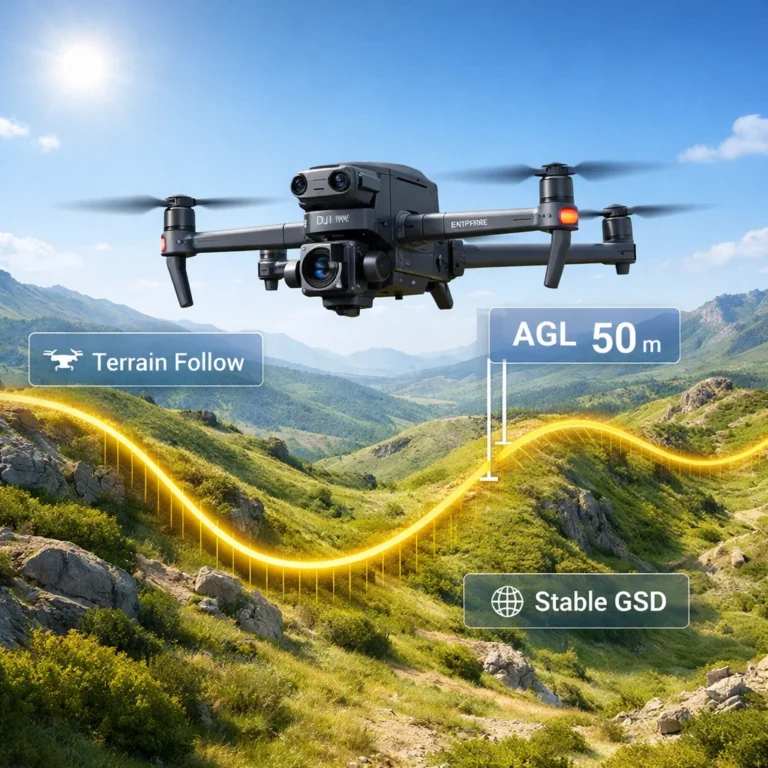 Chế độ Terrain Follow DJI giúp drone bám địa hình khi mapping