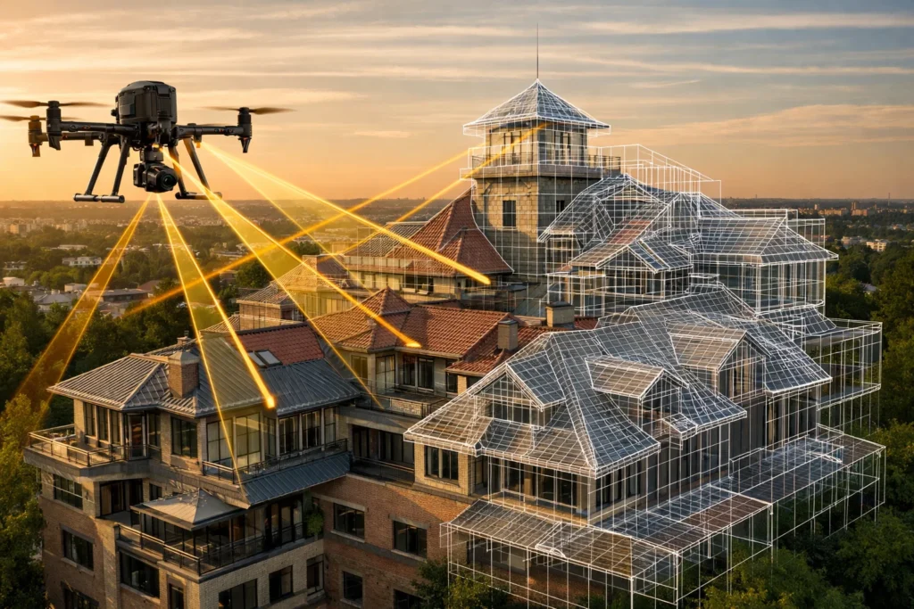 Chụp xiên và bám hình công trình để dựng 3D bằng DJI Matrice 4E