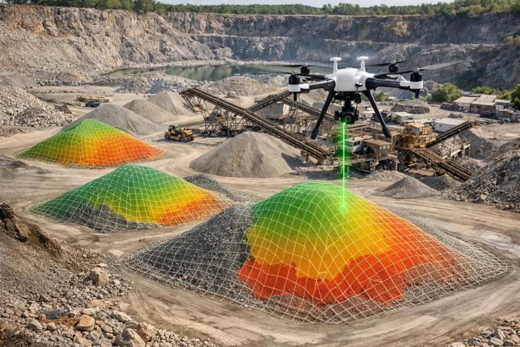 Drone khảo sát RTK đo thể tích kho bãi vật liệu