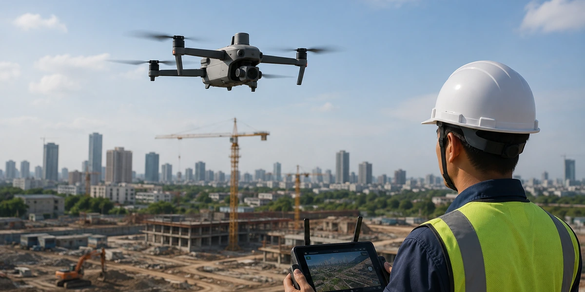 Drone doanh nghiệp DJI Matrice 4E khảo sát lập bản đồ công trình bằng RTK
