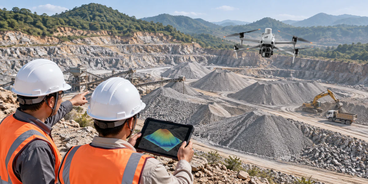 Flycam trắc địa DJI Matrice 4E khảo sát công trình và khai khoáng