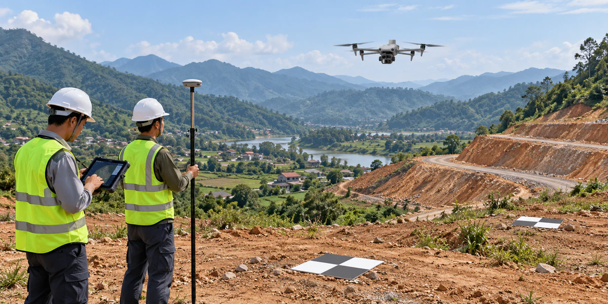 Flycam trắc địa bay khảo sát địa hình với điểm khống chế mặt đất