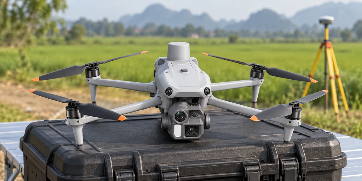 Camera và RTK của DJI Matrice 4E phục vụ đo đạc trắc địa